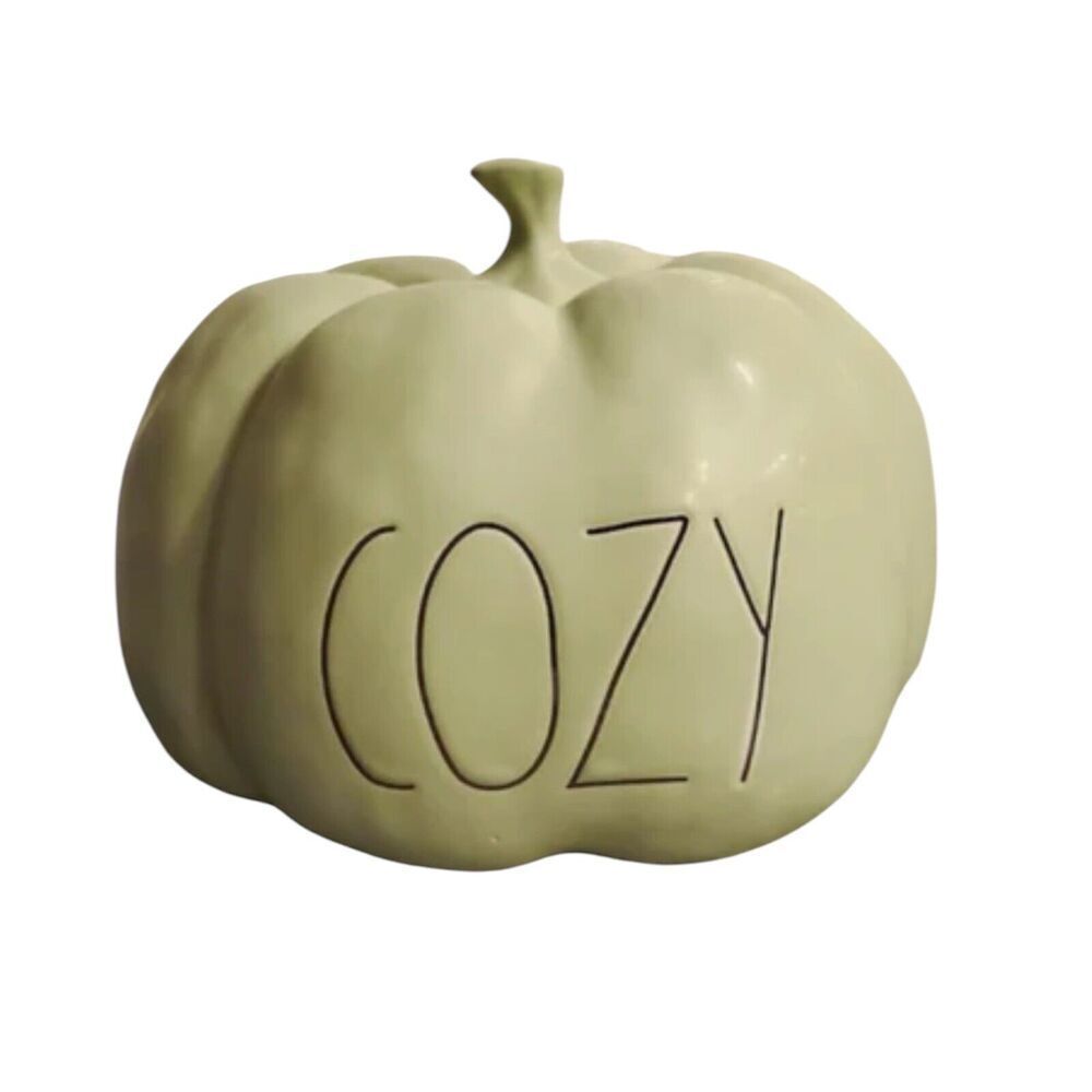 Rae Dunn Artisan COZY Pumpkin Sage Green Fall or Thanksgiving Decoration NEW